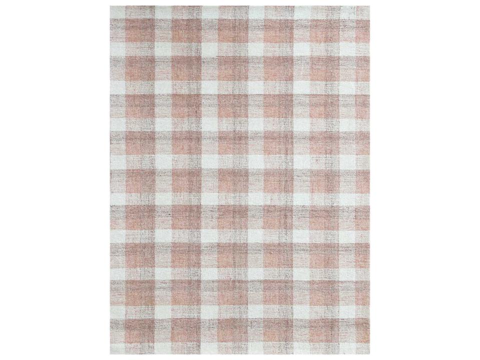 Tartan Plaid Hand-Tufted Wool Area Rug in Rose Gold