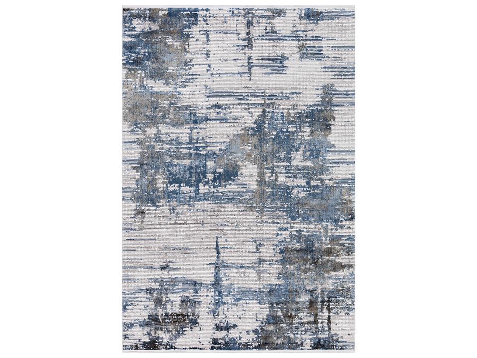 Venice Collection Power-Loomed Abstract Area Rug in Ivory Blue