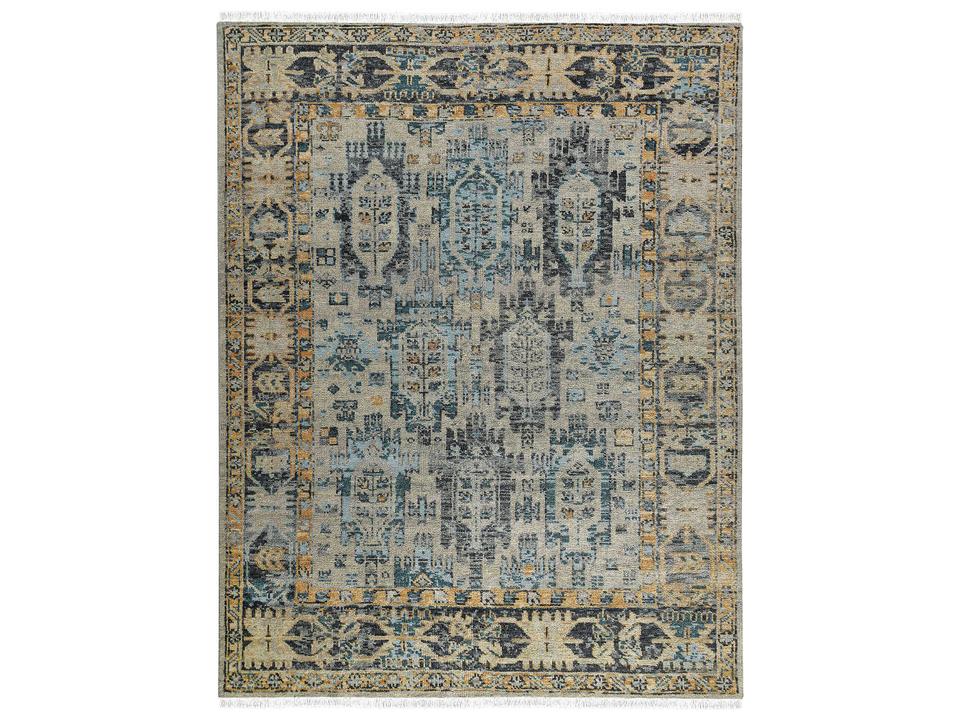 Willow Hand-Knotted New Zealand Wool Area Rug Beige Aqua