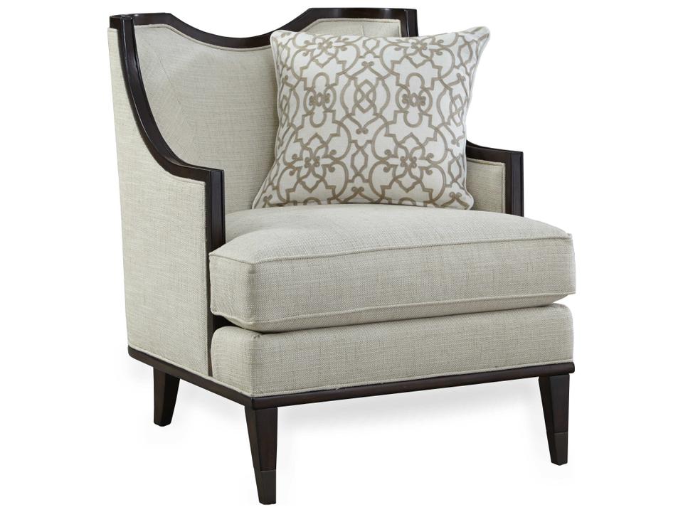 Harper Ivory Upholstered Accent Chair in Mink with Bronze Legs