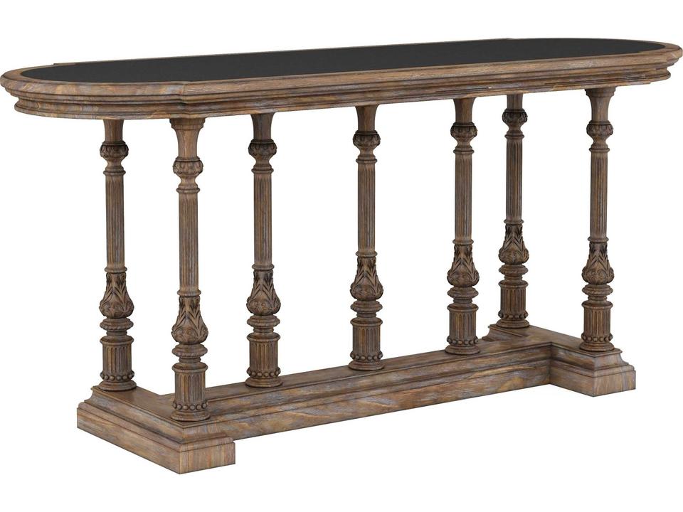 Architrave 78-Inch Oval Gathering Pub Table in Almond with Granite Top