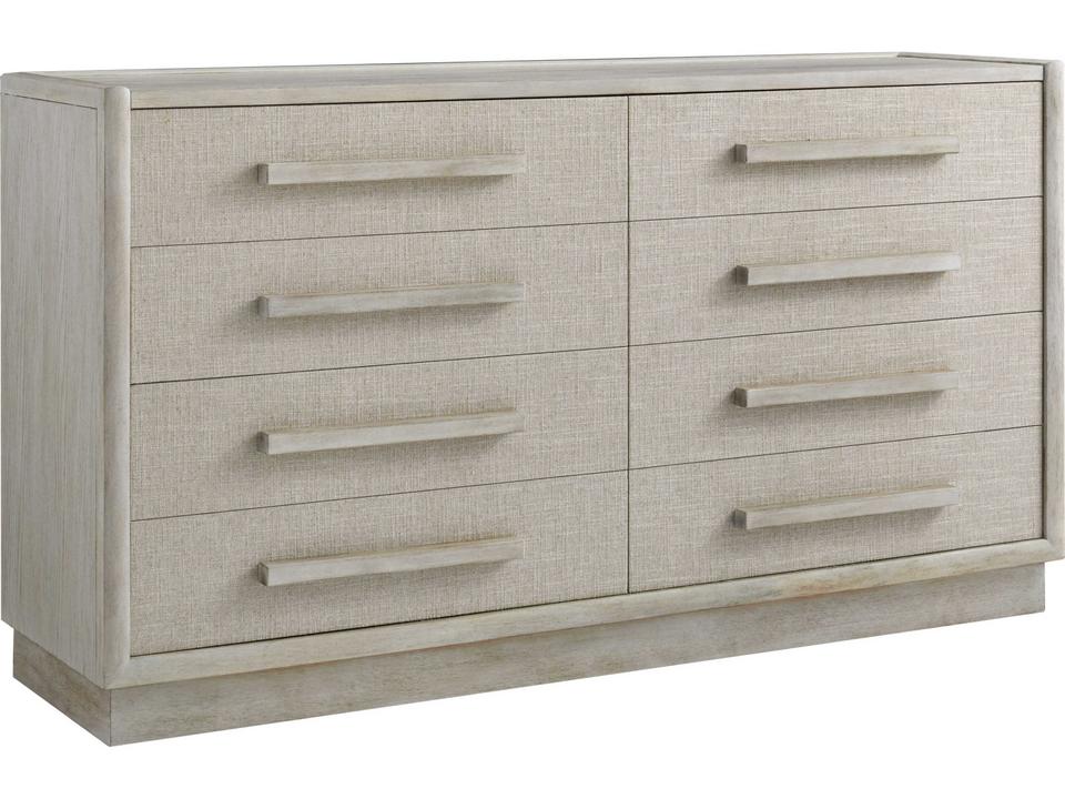 Cotiere 8-Drawer Dresser with Linen Fabric Fronts in Warm Neutral