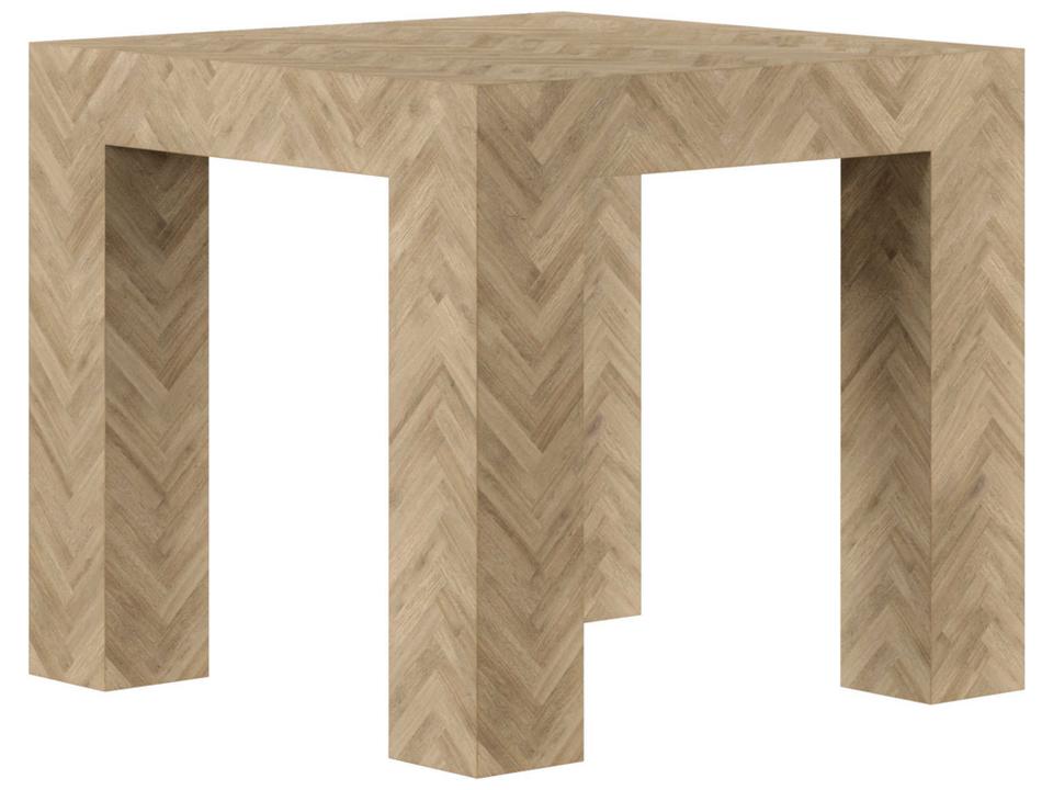 Garrison Square End Table in Washed Oak with Herringbone Pattern