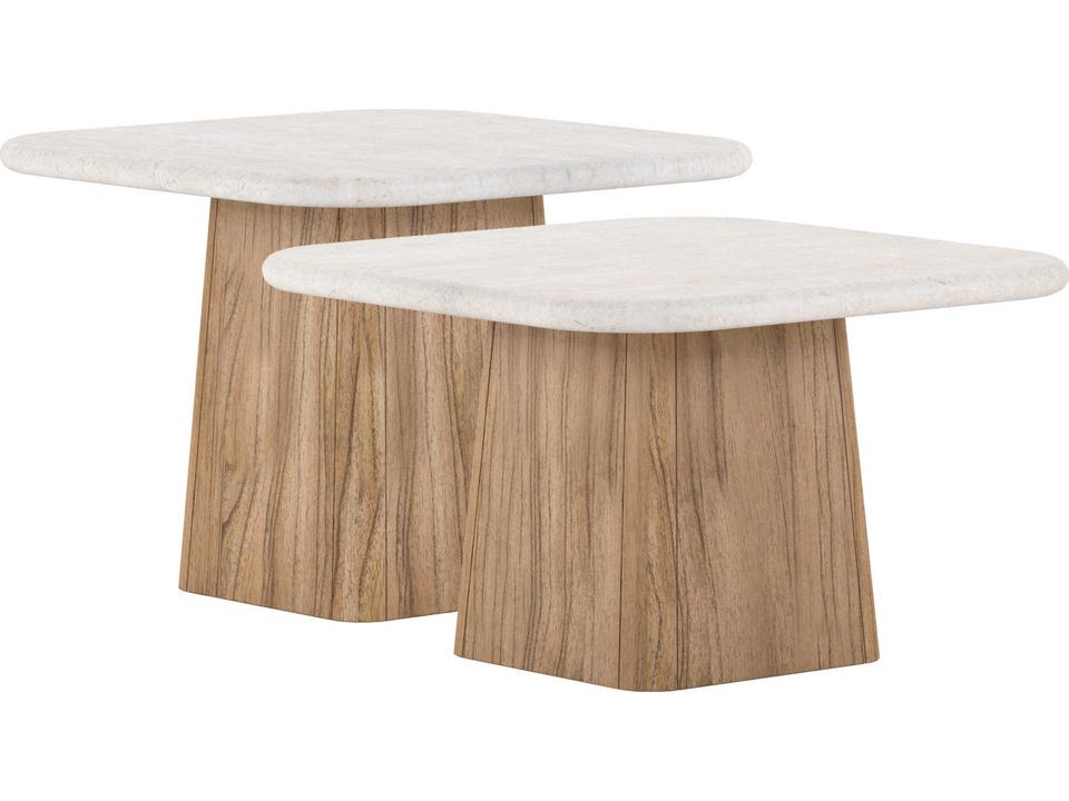 Portico Square Bunching Coffee Tables in Sienna with Travertine Tops