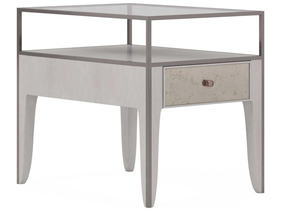 Mezzanine End Table with Glass Top in Dove Gray