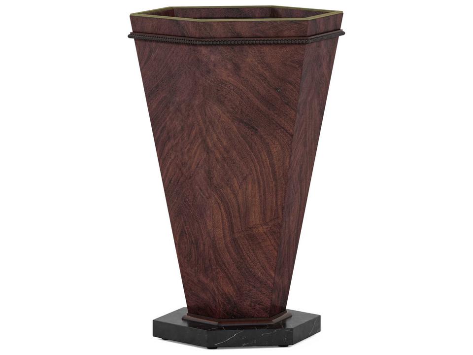 Revival Hexagon Marble End Table in Napa Mahogany