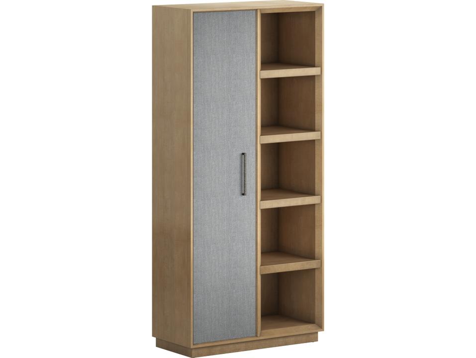 Loft Collection Etagere Bookcase in Natural Maple with Fabric Door