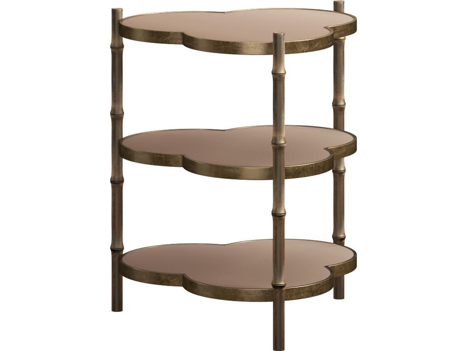 Eave Accent Table with Bronze Frosted Glass in Burnished Gold