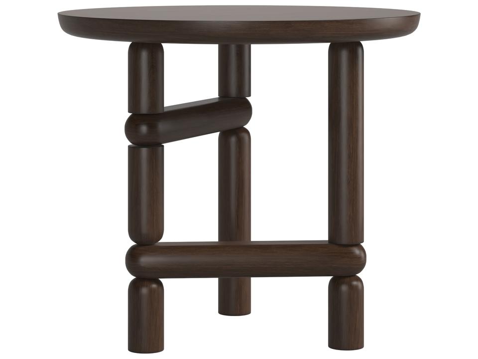 Verge Round End Table Handcrafted Walnut Finish