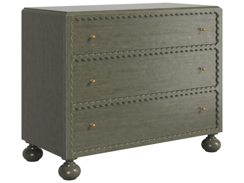 Harbor 3-Drawer Accent Chest in Weathered Sage Green with Bobbin Feet