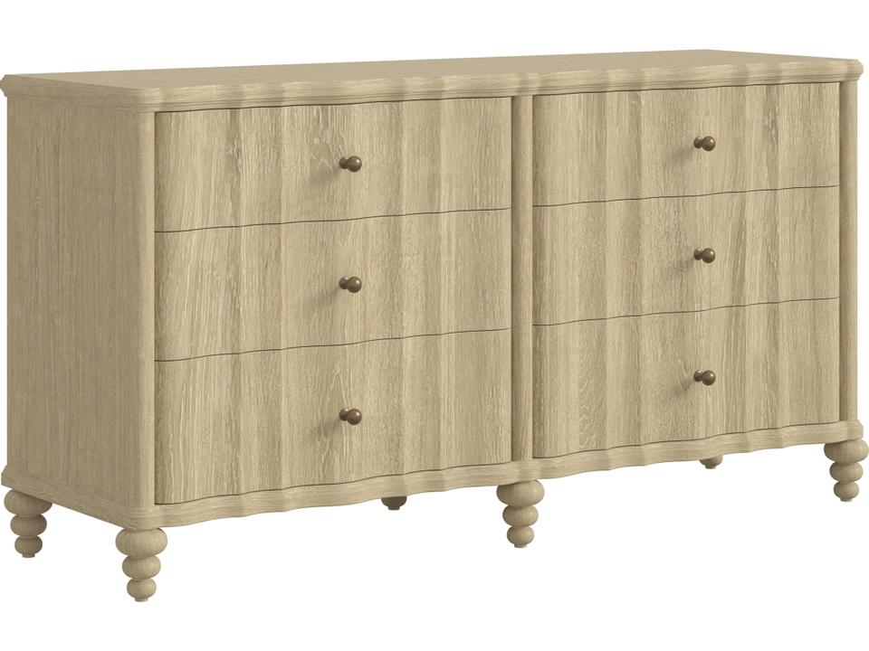 Haven 6-Drawer Dresser in Sundrenched Oak with Fluted Fronts