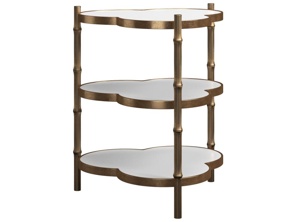 Eave Three-Tier Accent Table in Antique Brass and Milk Glass