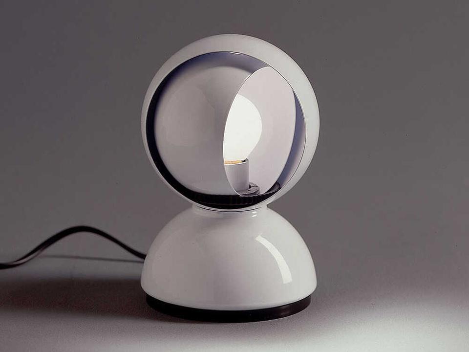 Eclisse Table Lamp Polished White with Adjustable Light
