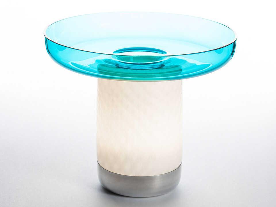 Bonta Portable LED Table Lamp with Turquoise Plate