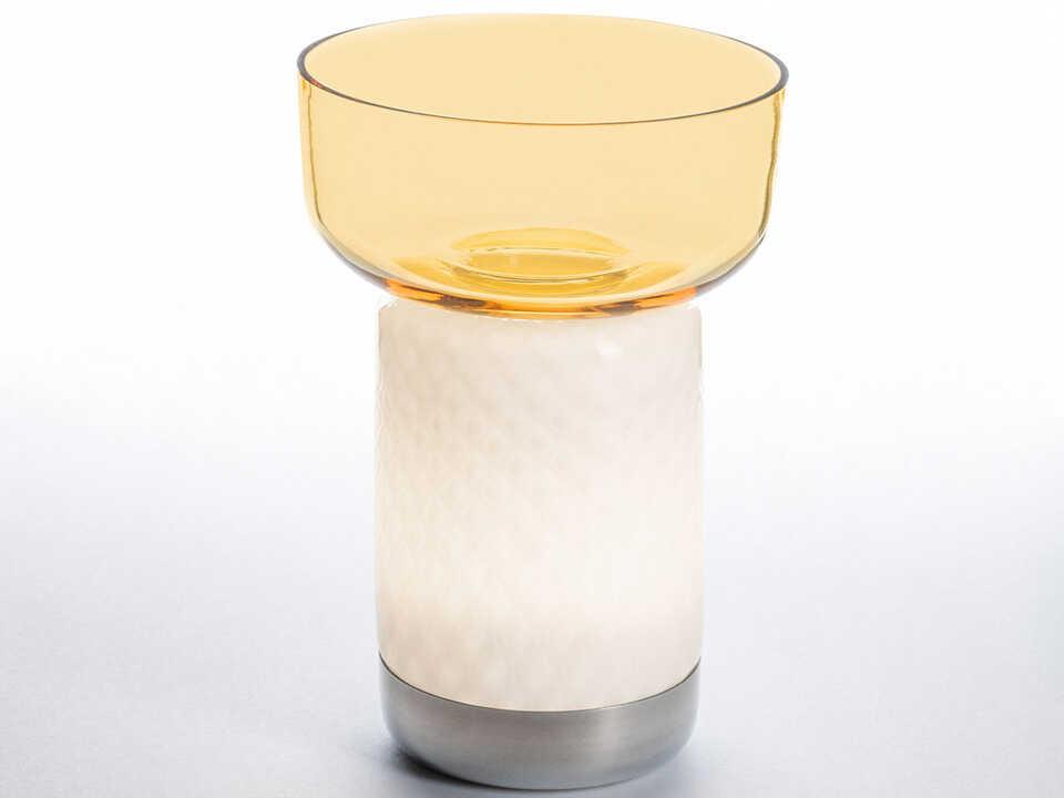 Bonta Portable Table Lamp White with Topaz Bowl
