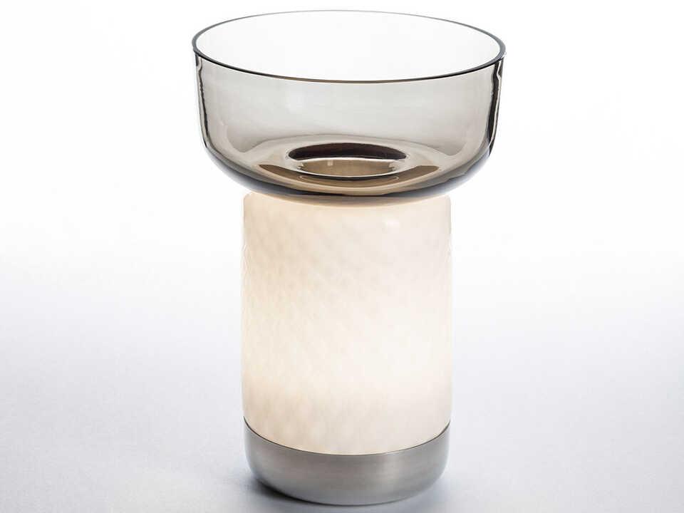 Bonta Portable LED Table Lamp with Glass Bowl in White