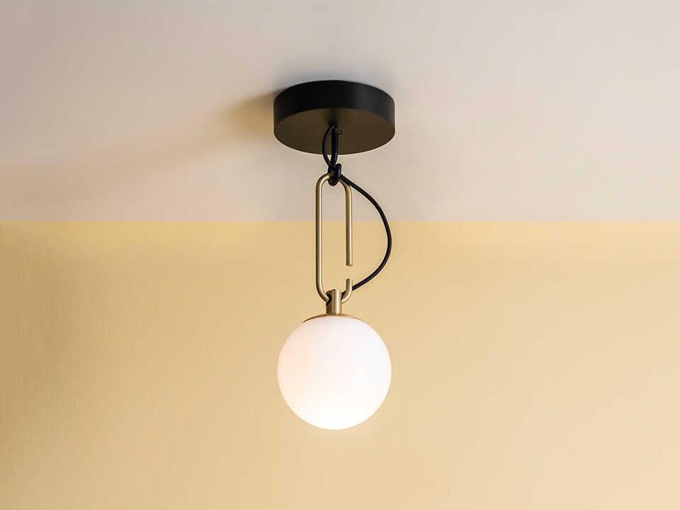 NH Brushed Brass Black Globe Semi Flush Mount