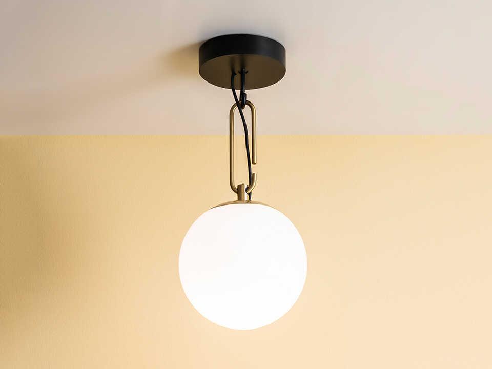 NH Brushed Brass Black White Globe Semi Flush Mount