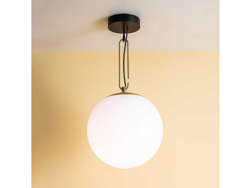NH Brushed Brass Black Globe Semi Flush Mount