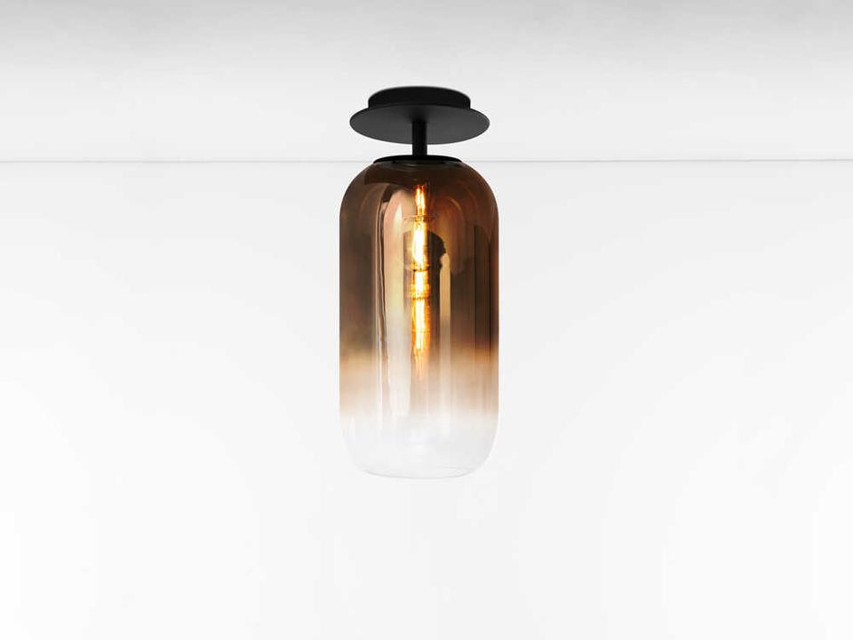 Gople Classic Black Cylinder Semi Flush Mount
