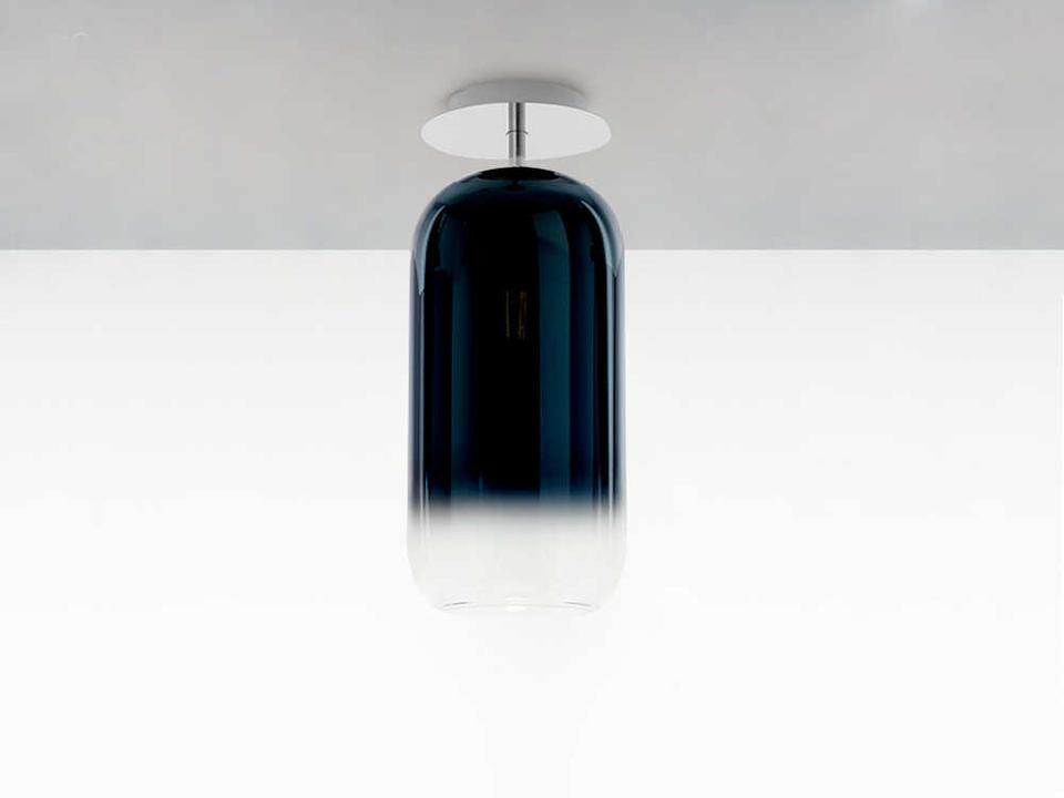 Gople Mini Blue Chrome Cylinder Semi Flush Mount