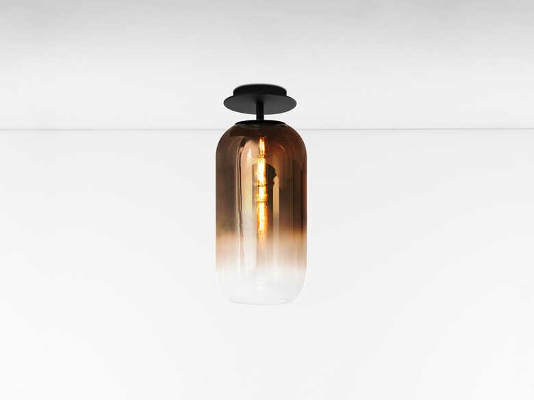 Gople Mini Black Bronze Cylinder Semi Flush Mount