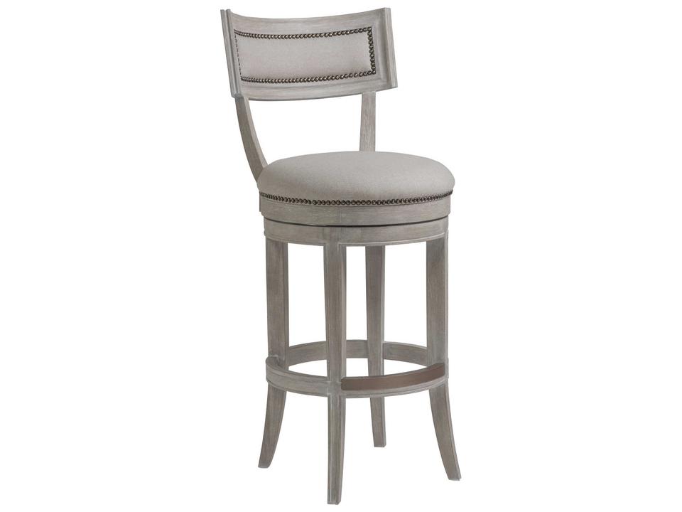 Home Aperitif Cohesion Swivel Bar Stool in Greige Fabric and Bianco Finish