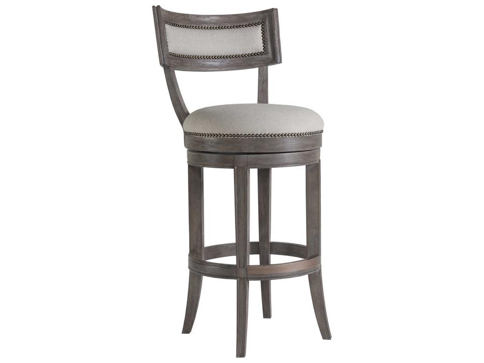 Home Aperitif Upholstered Memory Swivel Barstool in Grigio Finish