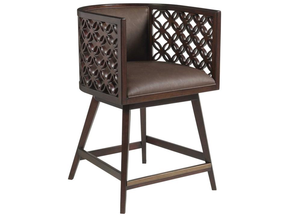 Home Signature Designs Vivace Upholstered Swivel Counter Stool in Dark Brown
