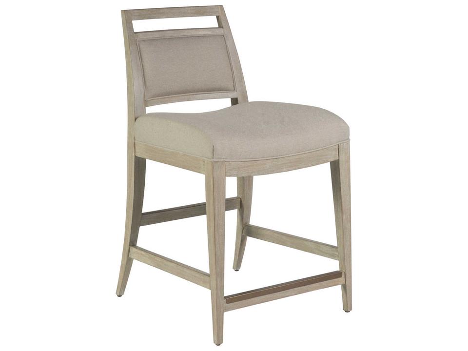 Home Nico Upholstered Counter Stool in Bianco Finish Mid-Century