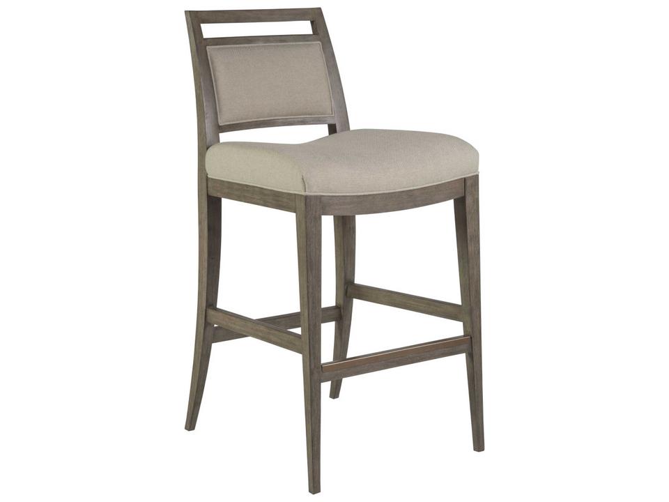 Home Cohesion Program Nico Upholstered Bar Stool in Grigio Finish and Greige Fabric
