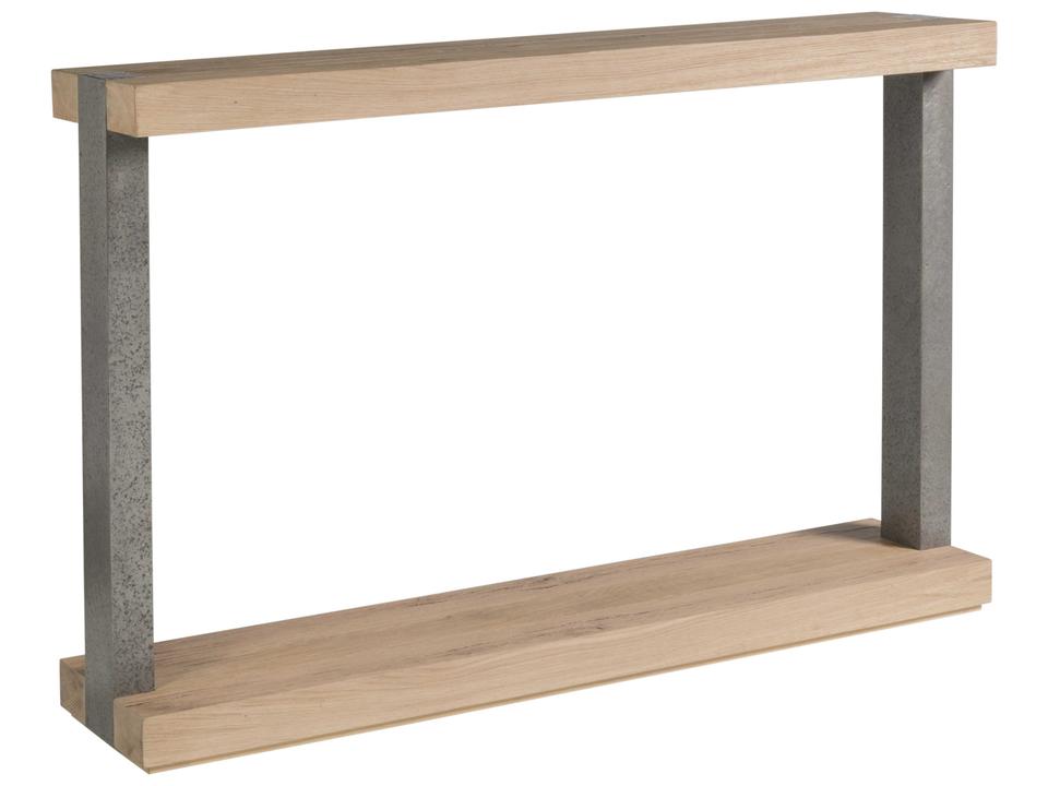 Verite Rectangular White Oak Antiqued Gun Metal Console Table