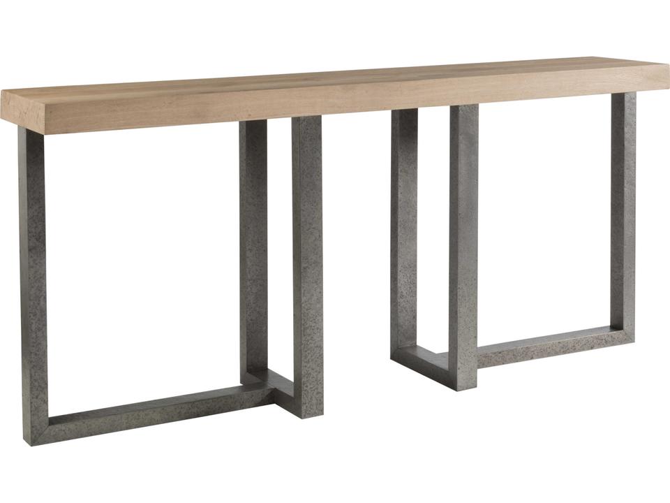 Home Verite Rectangle Console Table White Oak Veneer Distressed Aluminum