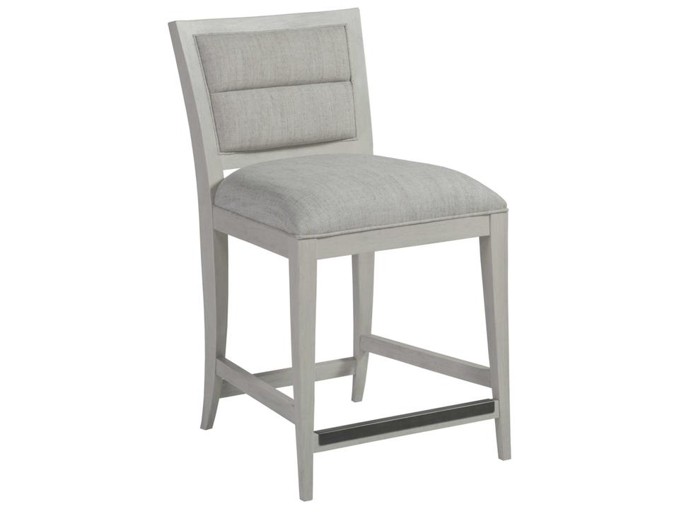 Home Stella Upholstered Counter Stool in Cerused White Gray with Channel Back