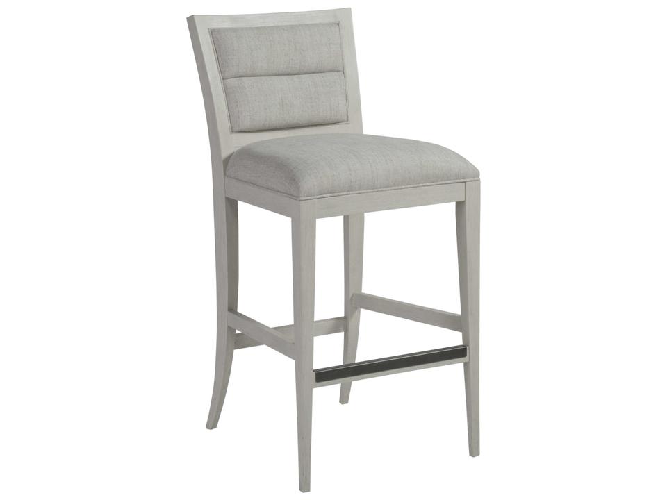 Signature Designs Stella Upholstered Hardwood Bar Stool in Cerused White Gray