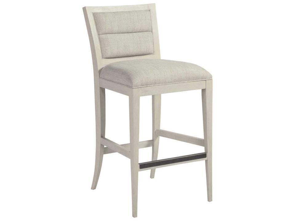 Home Stella Upholstered Hardwood Bar Stool in Cerused White Gray