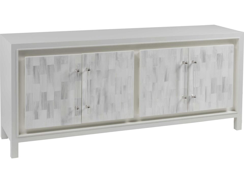 Home Elation White Media Console Table Faux Horn Resin
