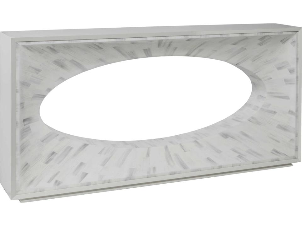 Home Elation Console Table with Faux Horn Resin Tiles in White