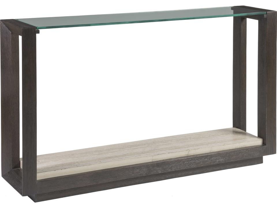 Home Venerato Rectangular Glass Console Table in Mocha Brown