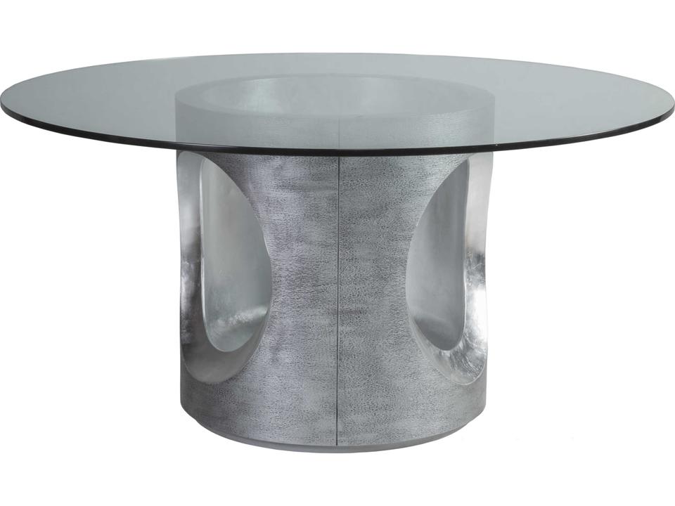 Home Circa 60-Inch Round Dining Table in Textured Gray and Silver Leaf