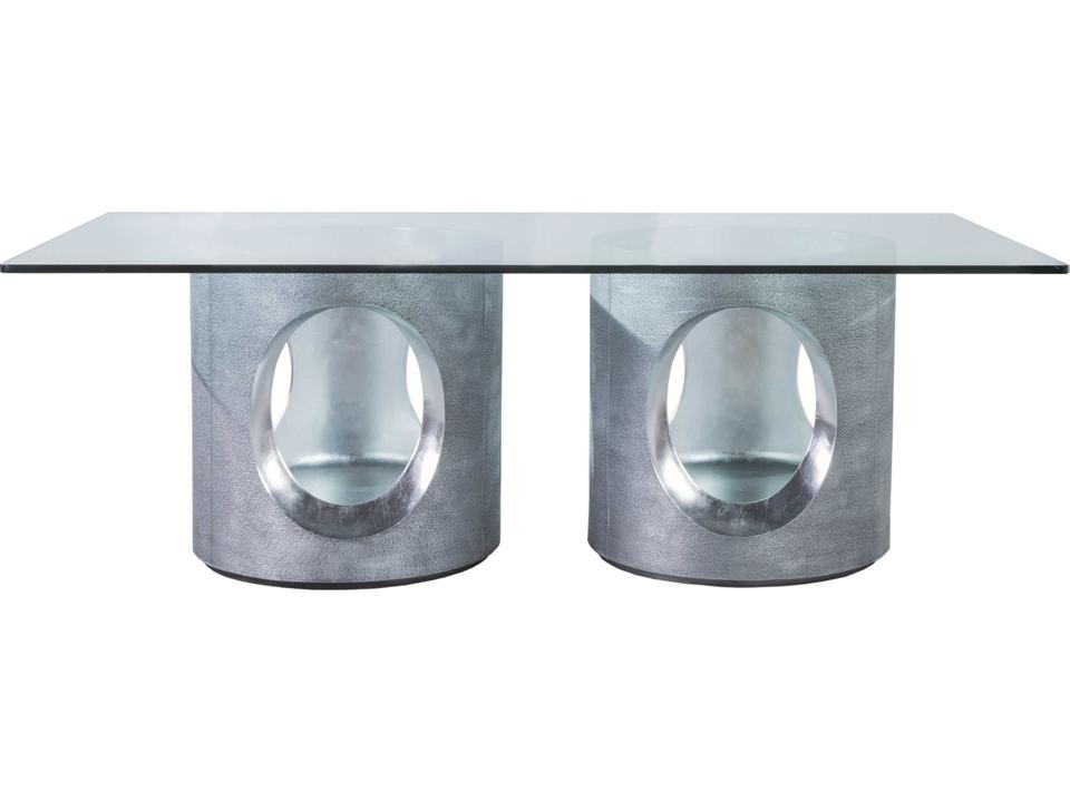 Home Signature Designs Circa Rectangular Dining Table in Gray with Silver Leaf Accents
