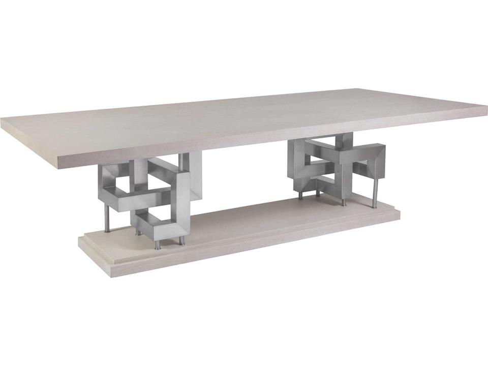 Home Pazzo Rectangle 100-Inch Dining Table in Cerused Misty White Gray Oak
