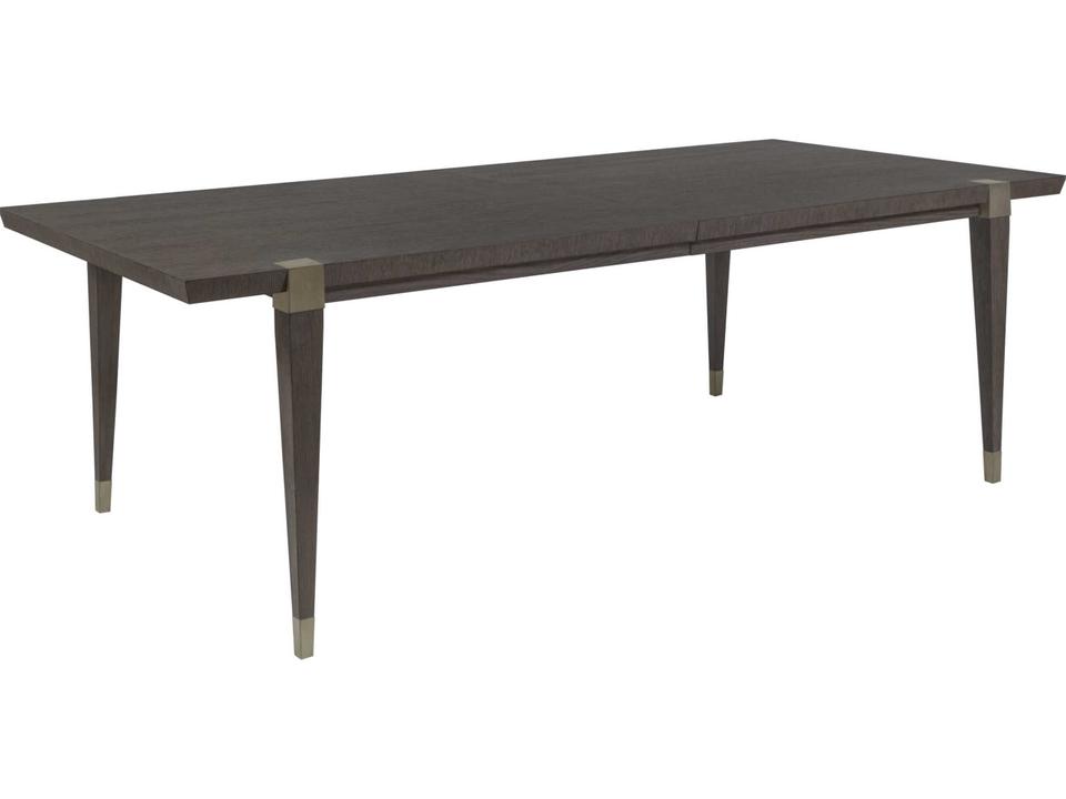 Home Belvedere Extension Rectangle Dining Table in Falcon Brown and Brushed Nickel