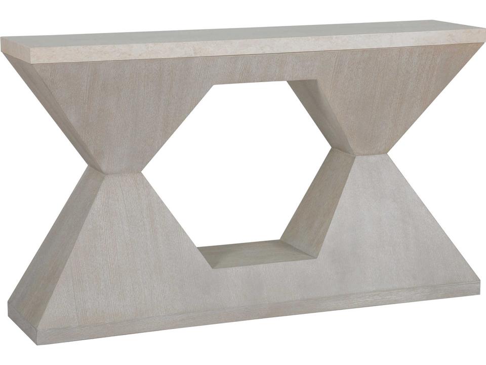 Home Mar Monte Rectangular Console Table with Marble and White Oak