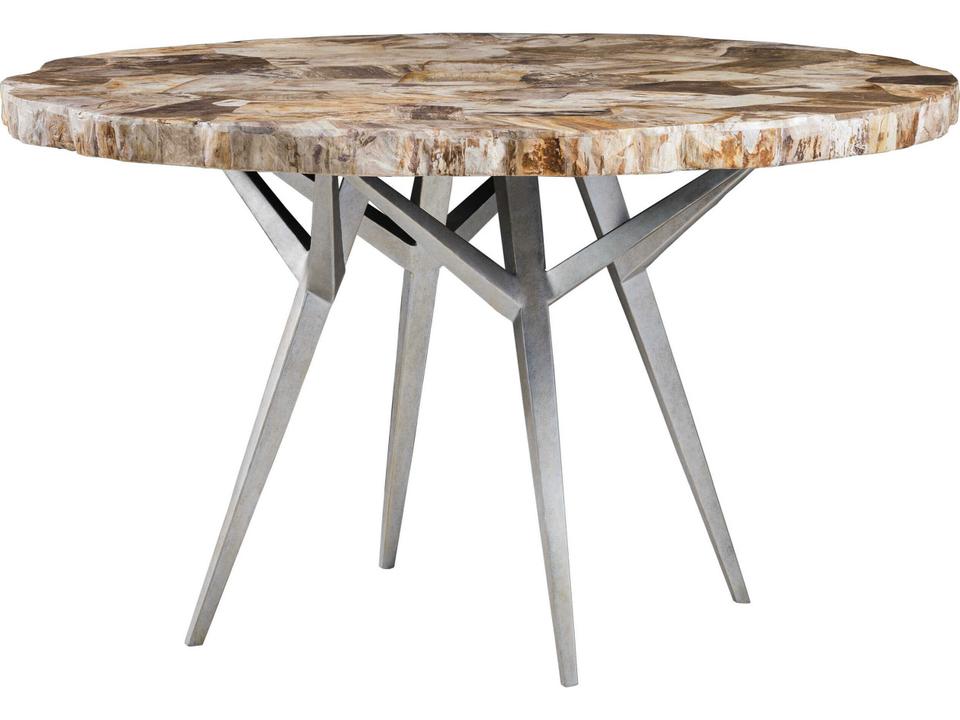 Home Mar Monte Caldera 50-Inch Round Dining Table in Fossilized Shell and Iron
