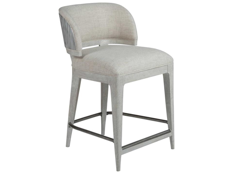 Signature Designs Olivia Upholstered Counter Stool with Silver Leaf Back