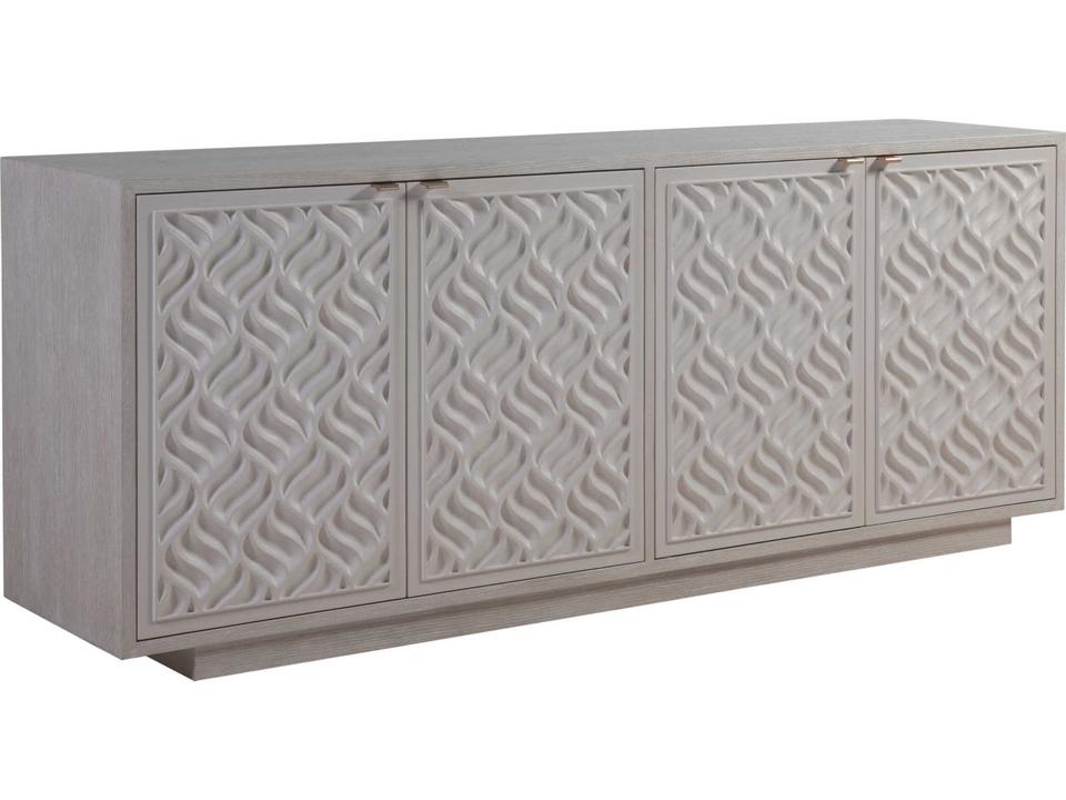Home Solimar Media Console Table in Cream White Oak