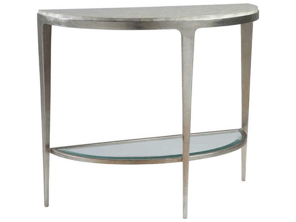 Home Gravitas Console Table with Capiz Shell Top and Champagne Foil Iron Base