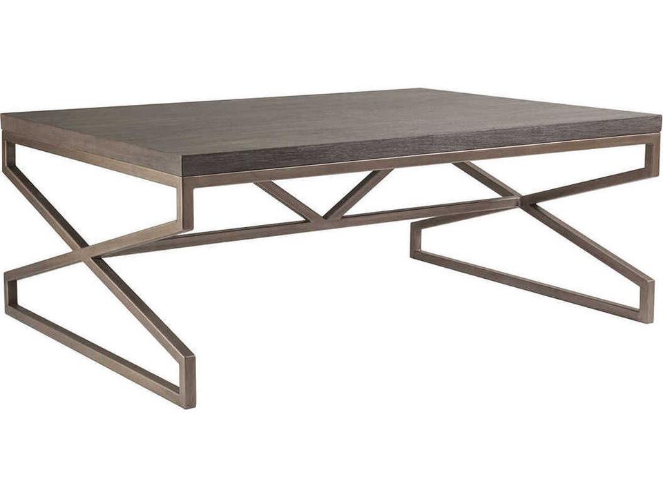Home Edict Rectangular Coffee Table in Grigio with Copper Finish Base
