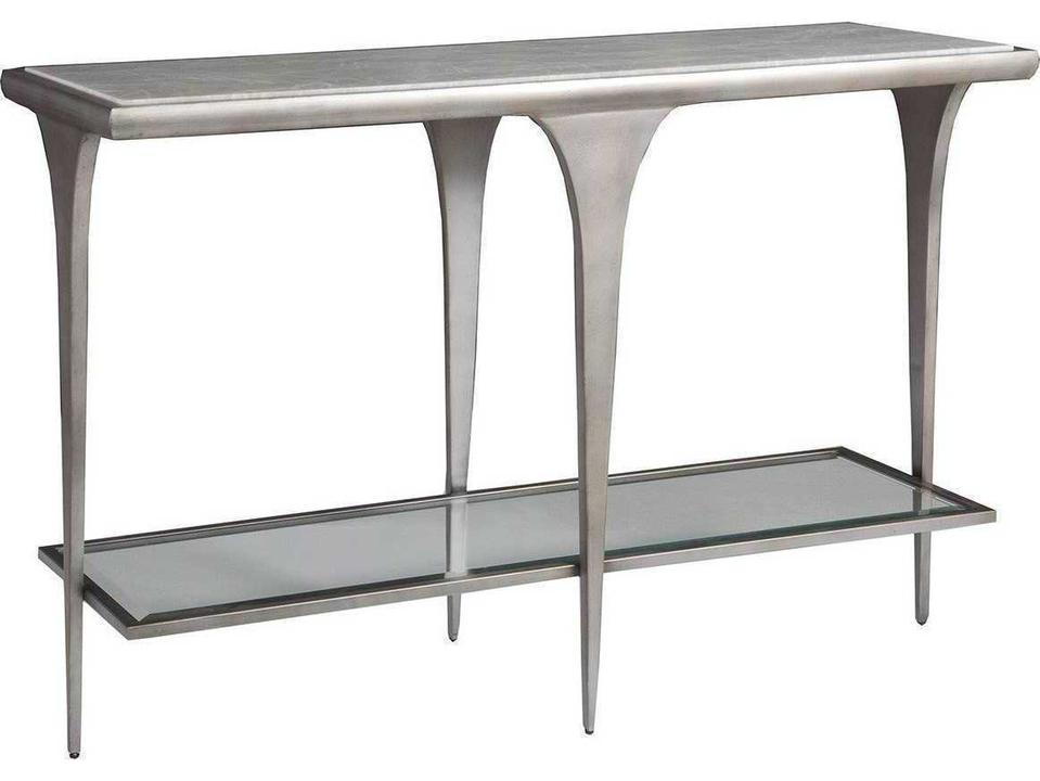 Zephyr Rectangular White Onyx Console Table with Glass Shelf